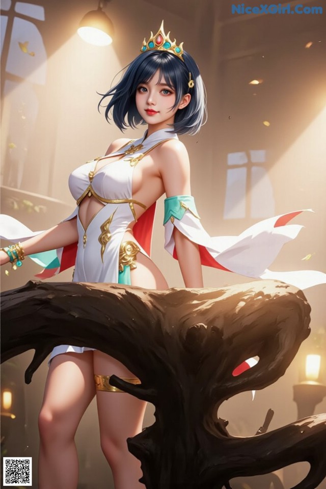 Hentai - Under the Radiance of Celestial Grace Set.2 20250124 Part 5 No.94249f A woman in a white dress with a crown on her head.
