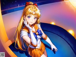 A girl in a sailor outfit holding a ball.