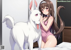 A woman in a white top and panties sitting on a bed.