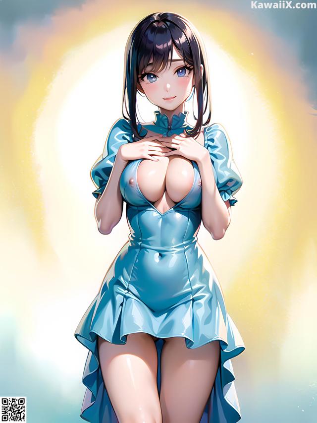 Hentai - 华彩繁花 Set 1 20230602 Part 38 No.214443 A woman in a blue dress is posing for the camera.