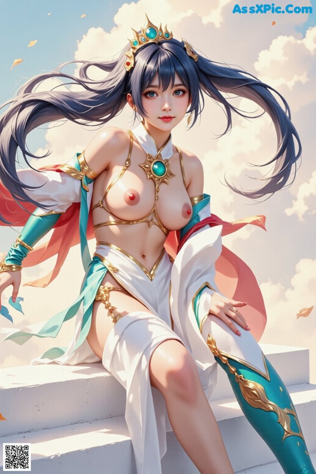 Hentai - Under the Radiance of Celestial Grace Set.1 20250106 Part 8 No.58ffab A woman in a bikini sitting on some steps.