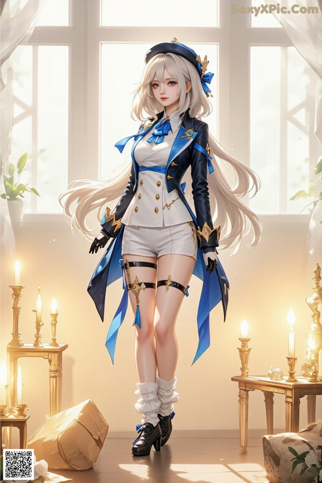 Hentai - Luminous Charm of the Aquatic Enchantress Set.2 20250126 Part 1 No.c3bfe0 A woman in a blue and white outfit standing in front of a window.